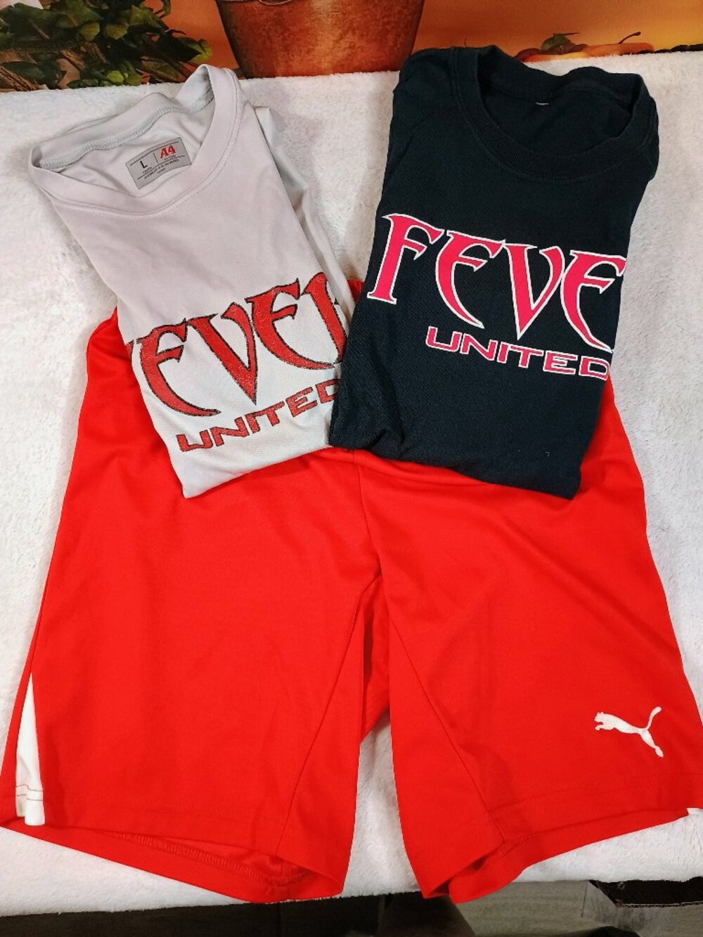 VGUC Bundle-3pc Kids Puma&A4 Sz L Gray|BlackRed Fever United Soccer Club Jersey